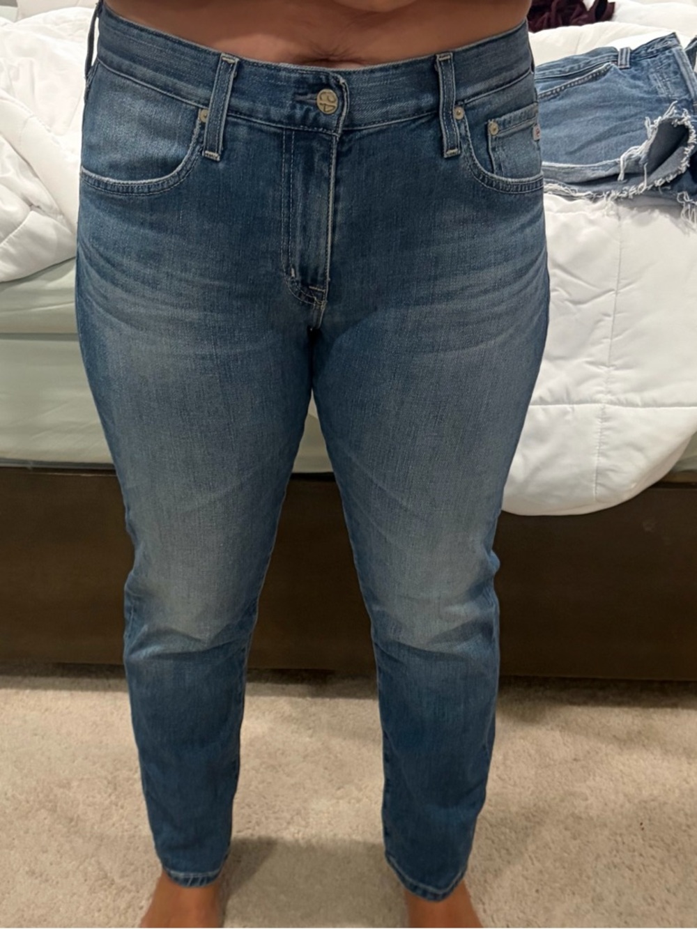 Ag Adriano Goldschmied Slim Straight/ ex-boyfriend Jeans in Medium Blue